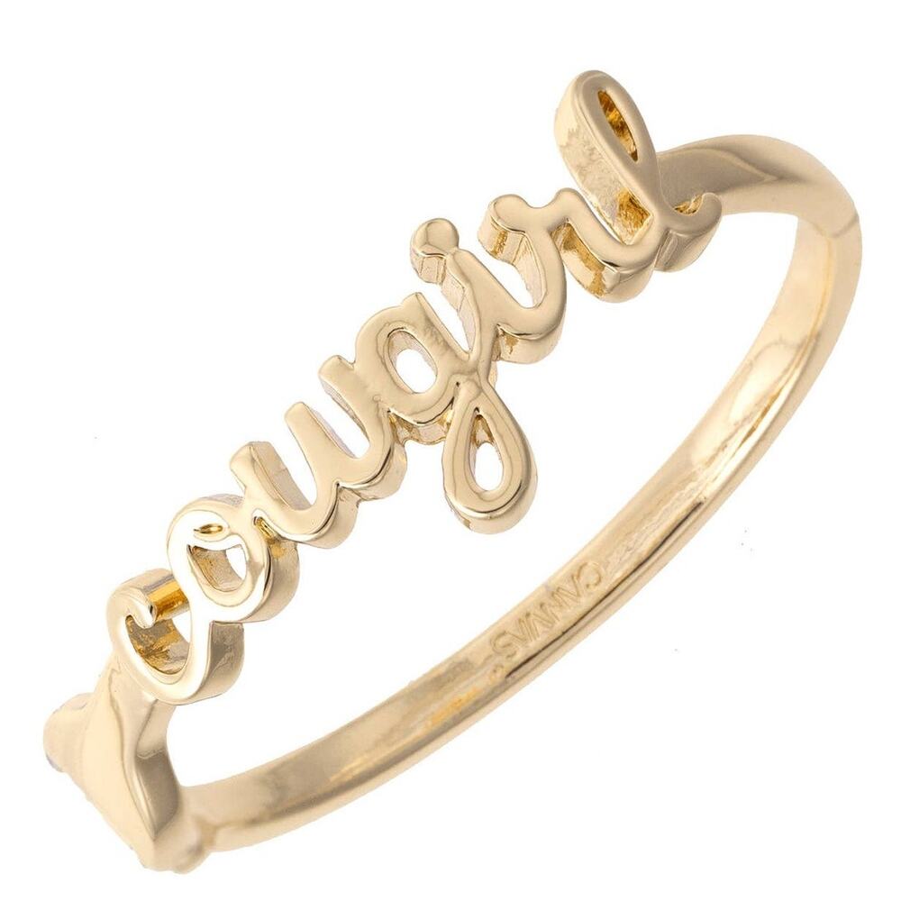 Gold Cowgirl Cursive Hinge Bangle
